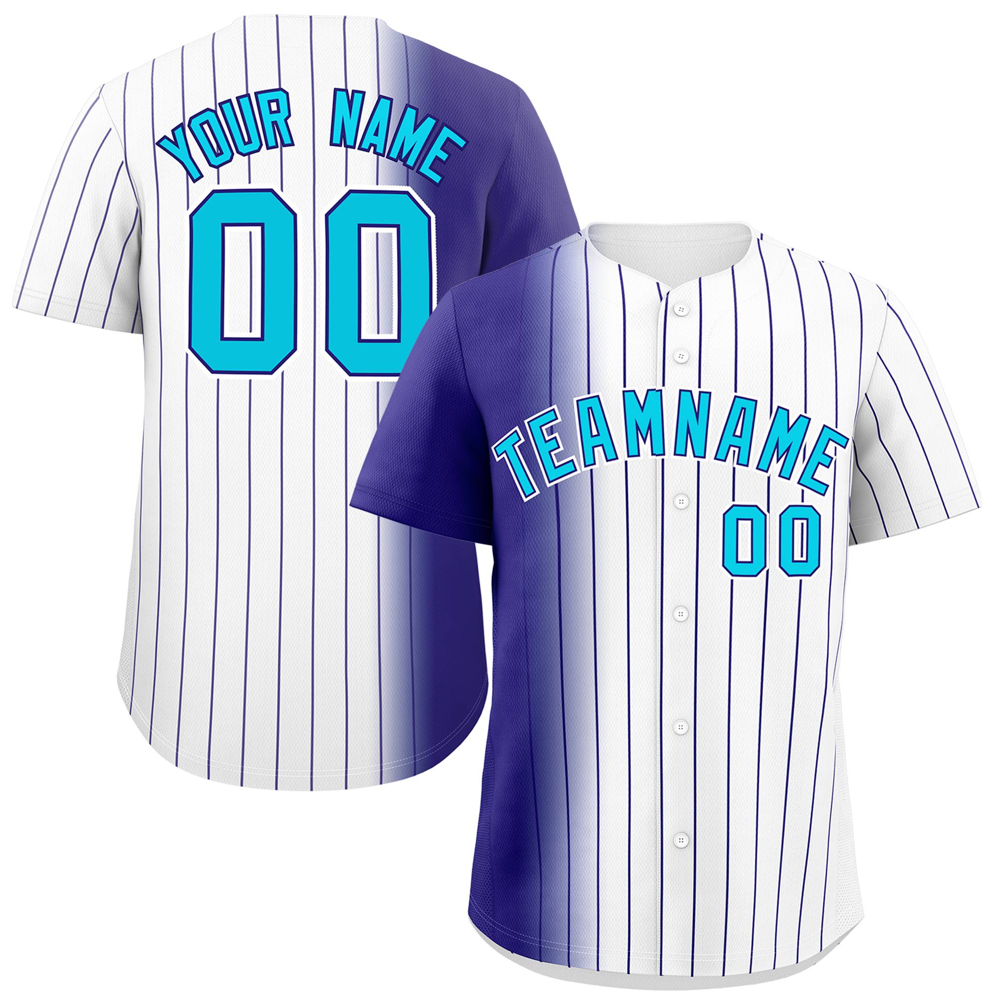 Custom White Purple Pinstripe Personalized Gradient Authentic Baseball Jersey