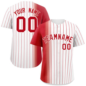 Custom White Red Pinstripe Personalized Gradient Authentic Baseball Jersey