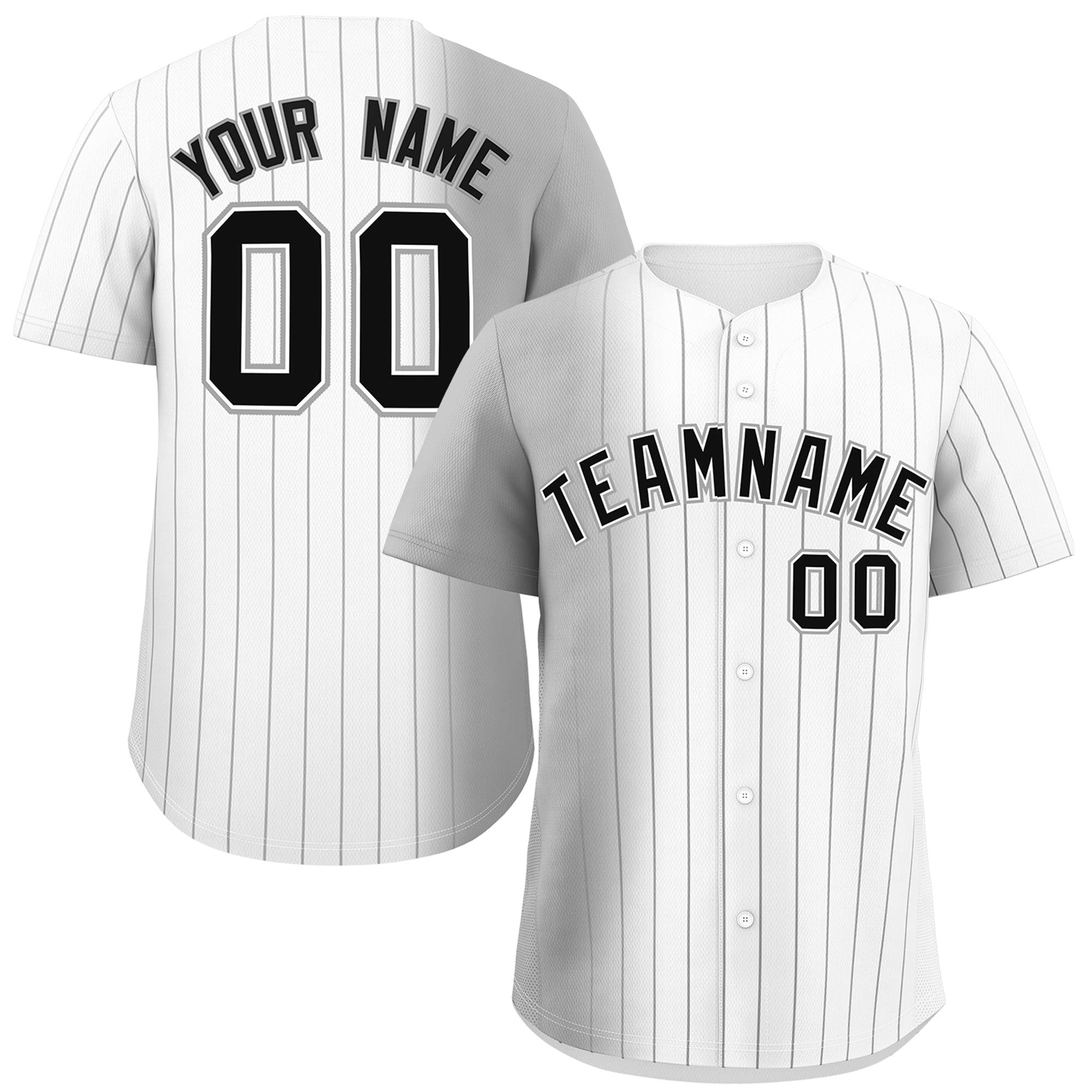 Custom White Gray Pinstripe Personalized Gradient Authentic Baseball Jersey