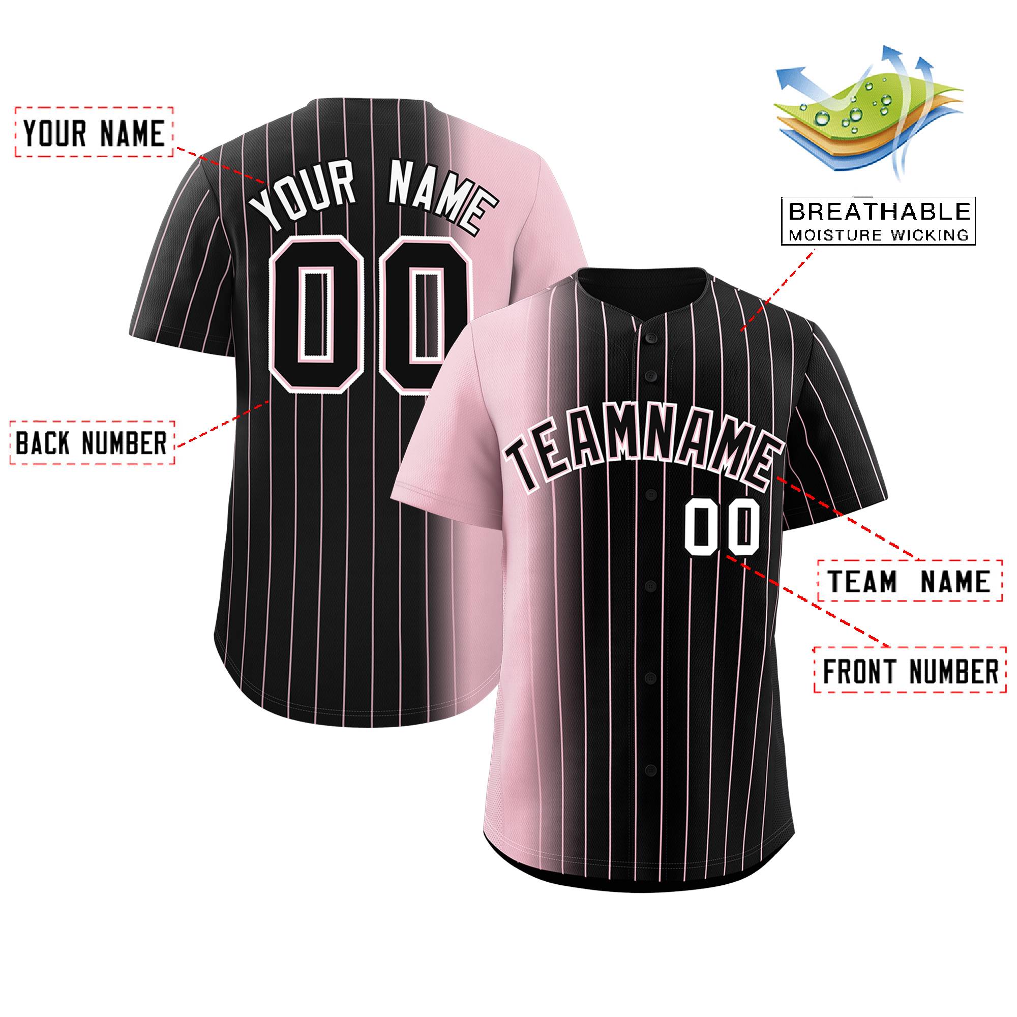 Custom Black Light Pink Pinstripe Personalized Gradient Authentic Baseball Jersey