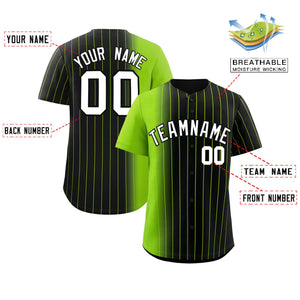 Custom Black Neon Green Pinstripe Personalized Gradient Authentic Baseball Jersey