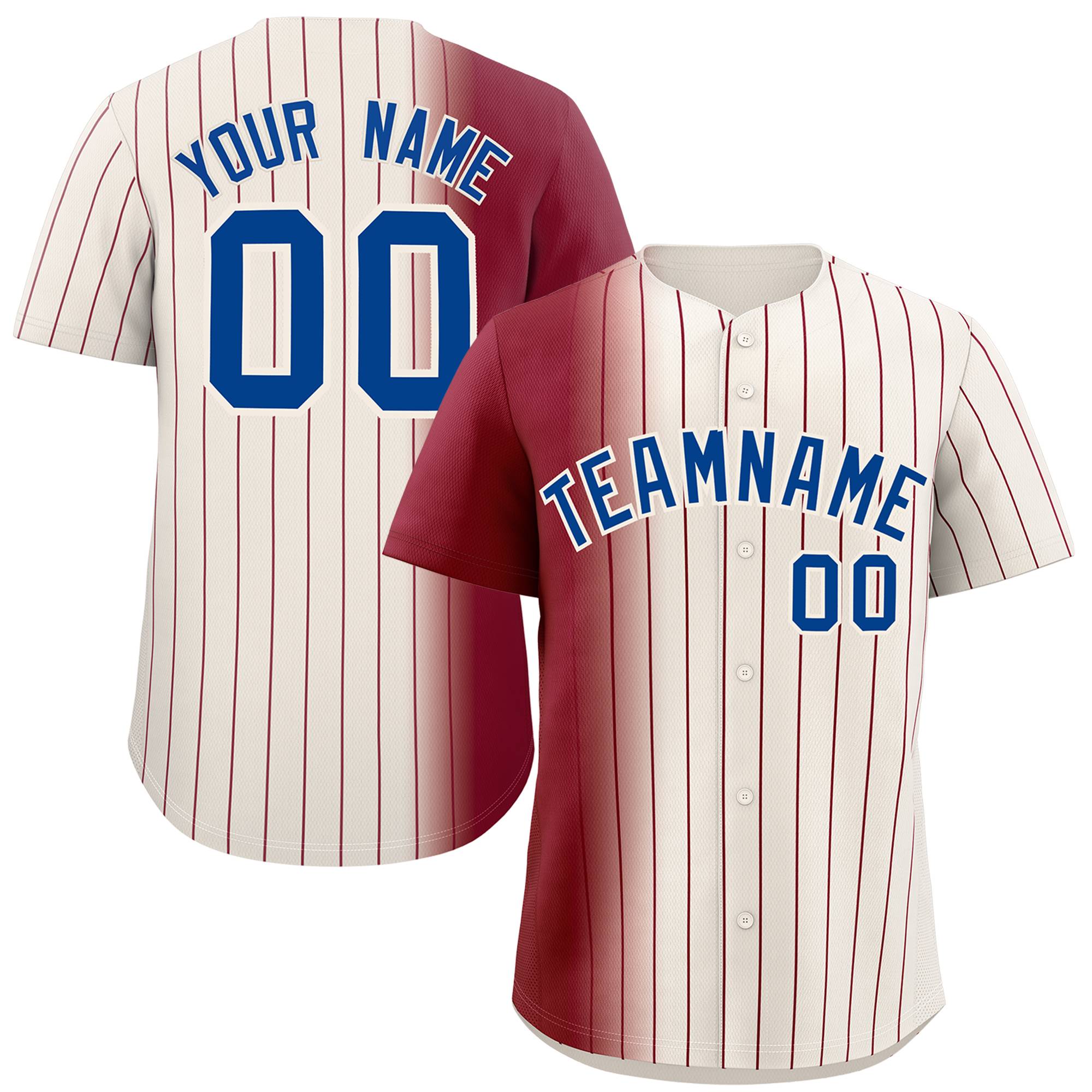 Custom Cream Crimson Pinstripe Personalized Gradient Authentic Baseball Jersey