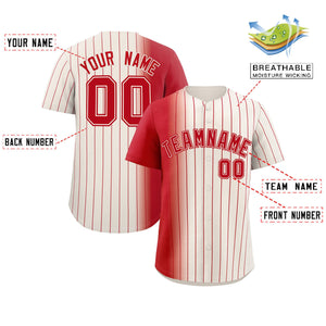 Custom Cream Red Pinstripe Personalized Gradient Authentic Baseball Jersey