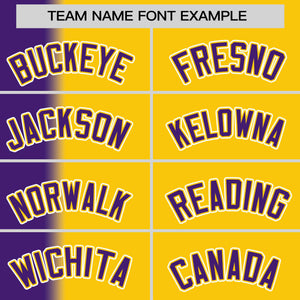 Custom Gold Purple Pinstripe Personalized Gradient Authentic Baseball Jersey