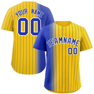 Custom Gold Royal Pinstripe Personalized Gradient Authentic Baseball Jersey