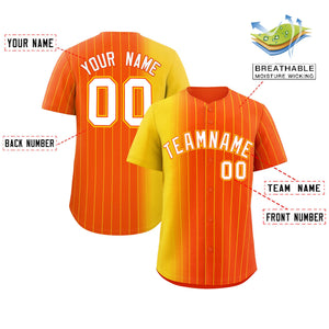 Custom Orange Gold Pinstripe Personalized Gradient Authentic Baseball Jersey