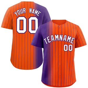 Custom Orange Purple Pinstripe Personalized Gradient Authentic Baseball Jersey