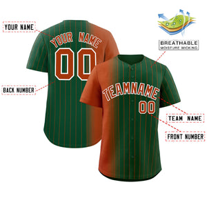 Custom Green Texas Orange Pinstripe Personalized Gradient Authentic Baseball Jersey