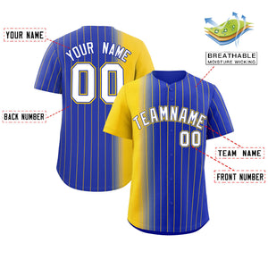 Custom Royal Gold Pinstripe Personalized Gradient Authentic Baseball Jersey