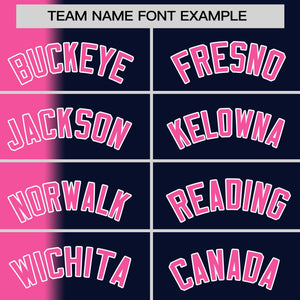 Custom Navy Pink Pinstripe Personalized Gradient Authentic Baseball Jersey