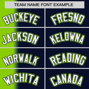 Custom Navy Neon Green Pinstripe Personalized Gradient Authentic Baseball Jersey