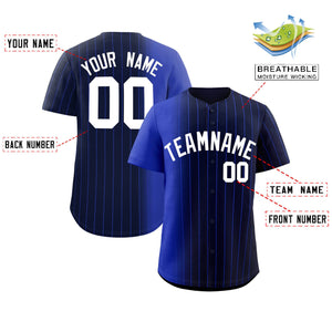 Custom Navy Royal Pinstripe Personalized Gradient Authentic Baseball Jersey