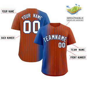 Custom Texas Orange Royal Pinstripe Personalized Gradient Authentic Baseball Jersey