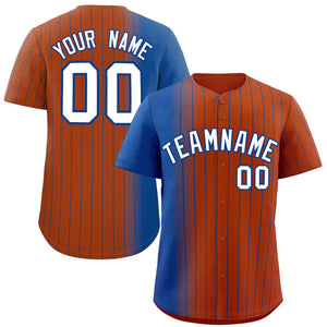 Custom Texas Orange Royal Pinstripe Personalized Gradient Authentic Baseball Jersey