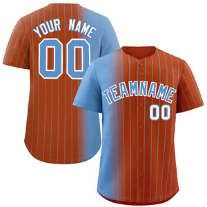 Custom Texas Orange Light Blue Pinstripe Personalized Gradient Authentic Baseball Jersey