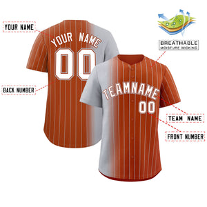 Custom Texas Orange Gray Pinstripe Personalized Gradient Authentic Baseball Jersey