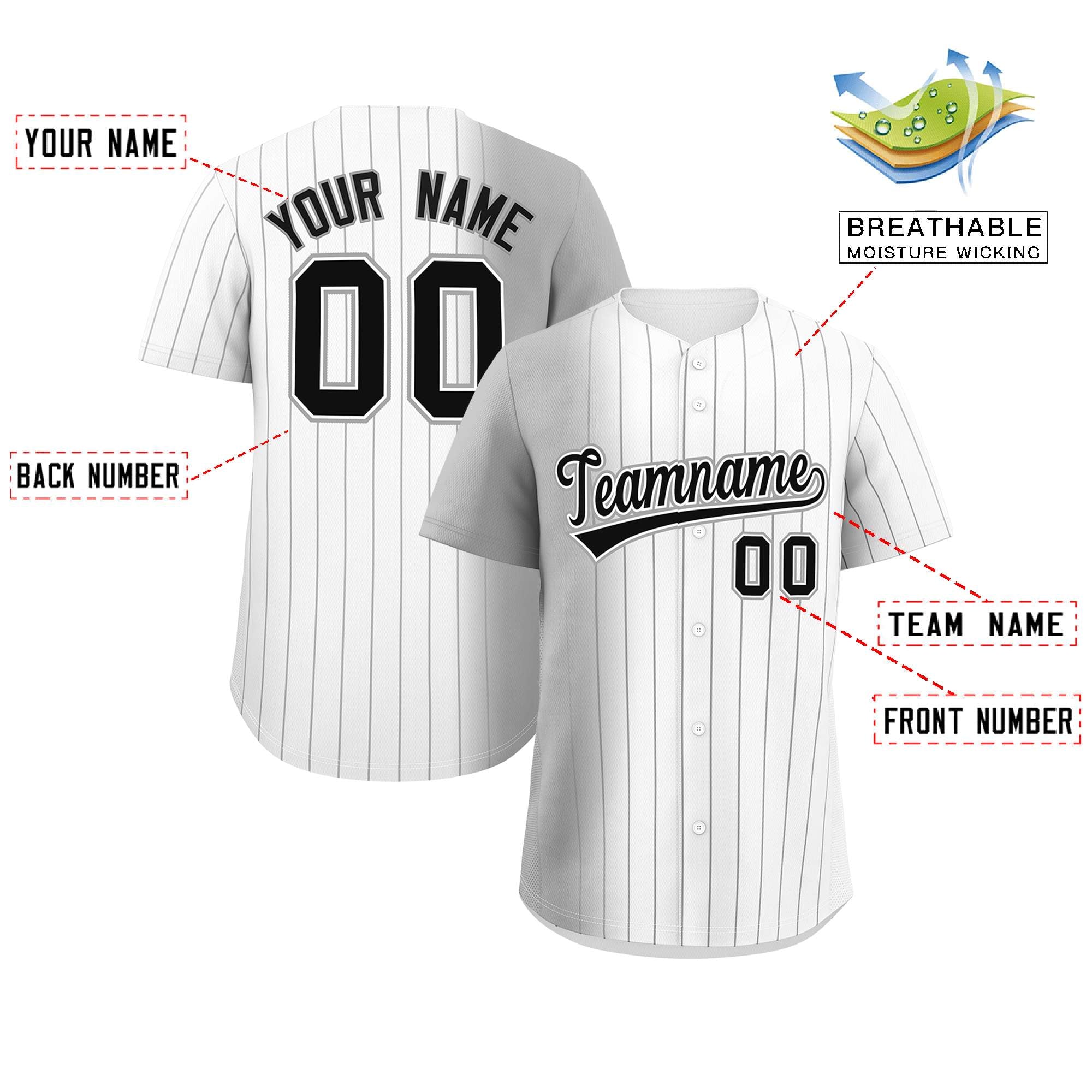 Custom White Gray Pinstripe Personalized Gradient Authentic Baseball Jersey