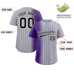 Custom Gray Purple Pinstripe Personalized Gradient Authentic Baseball Jersey