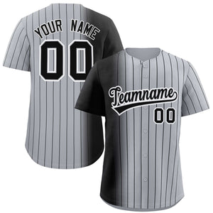 Custom Gray Black Pinstripe Personalized Gradient Authentic Baseball Jersey