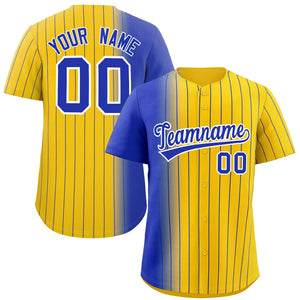 Custom Gold Royal Pinstripe Personalized Gradient Authentic Baseball Jersey