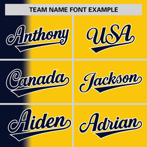 Custom Gold Navy Pinstripe Personalized Gradient Authentic Baseball Jersey