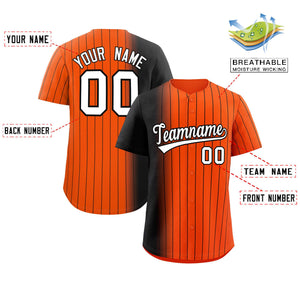 Custom Orange Black Pinstripe Personalized Gradient Authentic Baseball Jersey