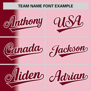 Custom Light Pink Crimson Pinstripe Personalized Gradient Authentic Baseball Jersey