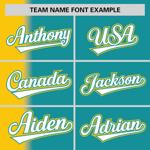 Custom Aqua Gold Pinstripe Personalized Gradient Authentic Baseball Jersey