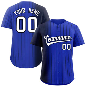 Custom Royal Navy Pinstripe Personalized Gradient Authentic Baseball Jersey