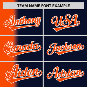 Custom Navy Orange Pinstripe Personalized Gradient Authentic Baseball Jersey