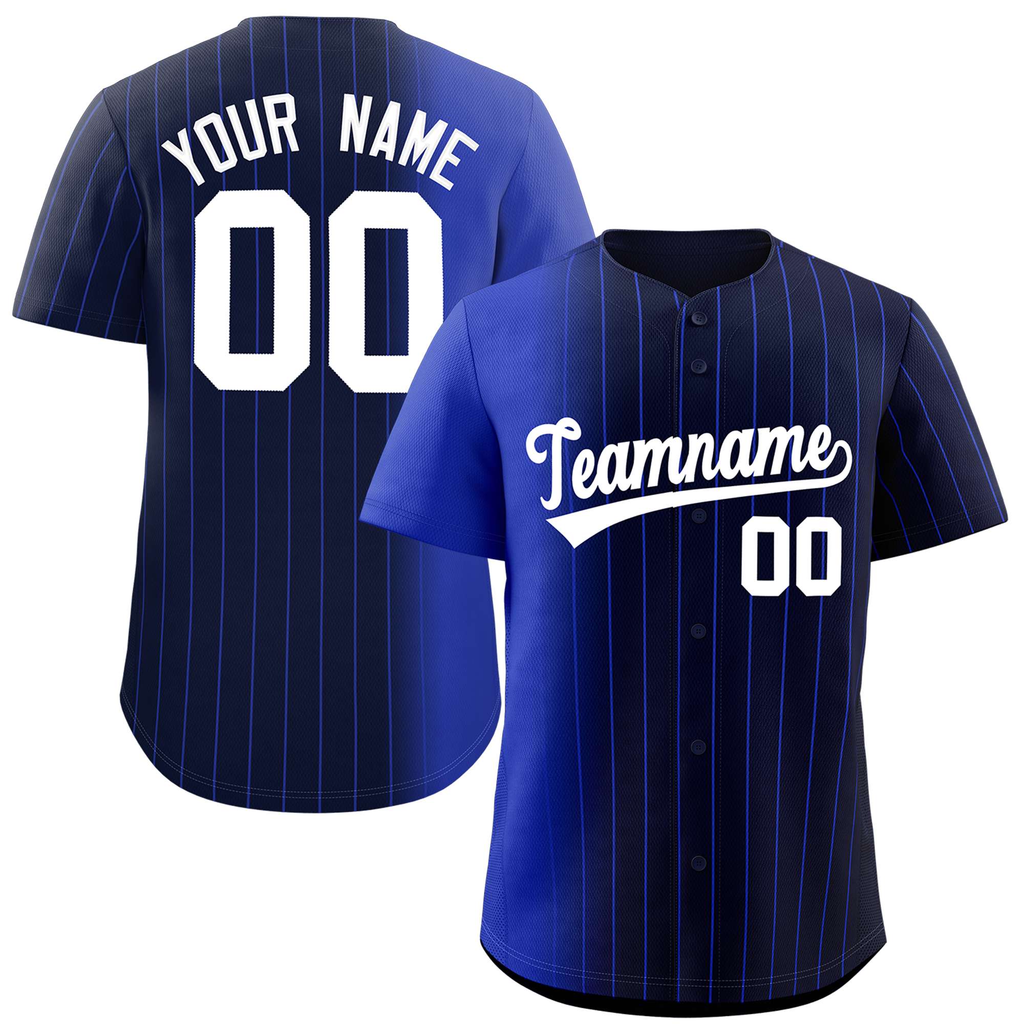 Custom Navy Royal Pinstripe Personalized Gradient Authentic Baseball Jersey