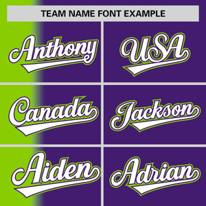 Custom Purple Neon Green Pinstripe Personalized Gradient Authentic Baseball Jersey