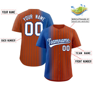 Custom Texas Orange Royal Pinstripe Personalized Gradient Authentic Baseball Jersey