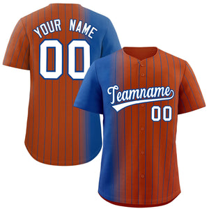 Custom Texas Orange Royal Pinstripe Personalized Gradient Authentic Baseball Jersey