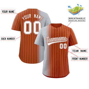 Custom Texas Orange Gray Pinstripe Personalized Gradient Authentic Baseball Jersey