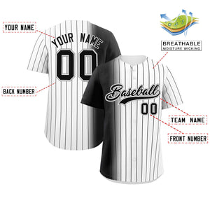 Custom White Black Pinstripe Personalized Gradient Authentic Baseball Jersey