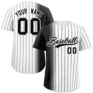 Custom White Black Pinstripe Personalized Gradient Authentic Baseball Jersey