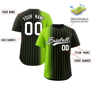 Custom Black Neon Green Pinstripe Personalized Gradient Authentic Baseball Jersey