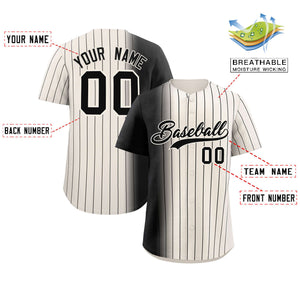 Custom Cream Black Pinstripe Personalized Gradient Authentic Baseball Jersey