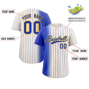 Custom Cream Royal Pinstripe Personalized Gradient Authentic Baseball Jersey