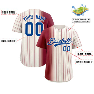 Custom Cream Crimson Pinstripe Personalized Gradient Authentic Baseball Jersey