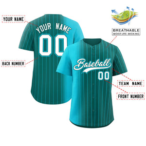 Custom Aqua Sky Blue Pinstripe Personalized Gradient Authentic Baseball Jersey