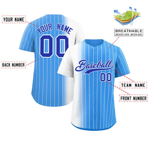 Custom Powder Blue White Pinstripe Personalized Gradient Authentic Baseball Jersey