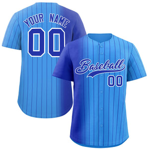 Custom Powder Blue Royal Pinstripe Personalized Gradient Authentic Baseball Jersey