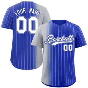 Custom Royal Gray Pinstripe Personalized Gradient Authentic Baseball Jersey