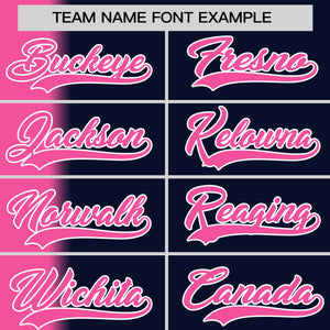 Custom Navy Pink Pinstripe Personalized Gradient Authentic Baseball Jersey