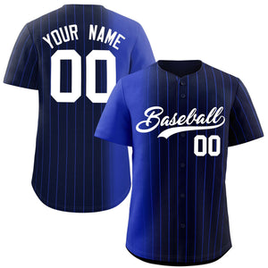 Custom Navy Royal Pinstripe Personalized Gradient Authentic Baseball Jersey