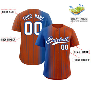 Custom Texas Orange Royal Pinstripe Personalized Gradient Authentic Baseball Jersey