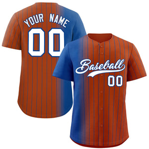 Custom Texas Orange Royal Pinstripe Personalized Gradient Authentic Baseball Jersey