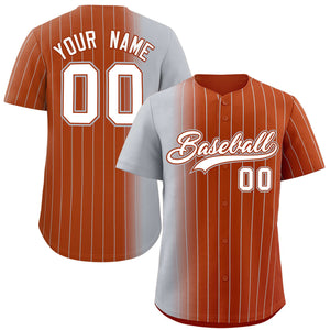 Custom Texas Orange Gray Pinstripe Personalized Gradient Authentic Baseball Jersey